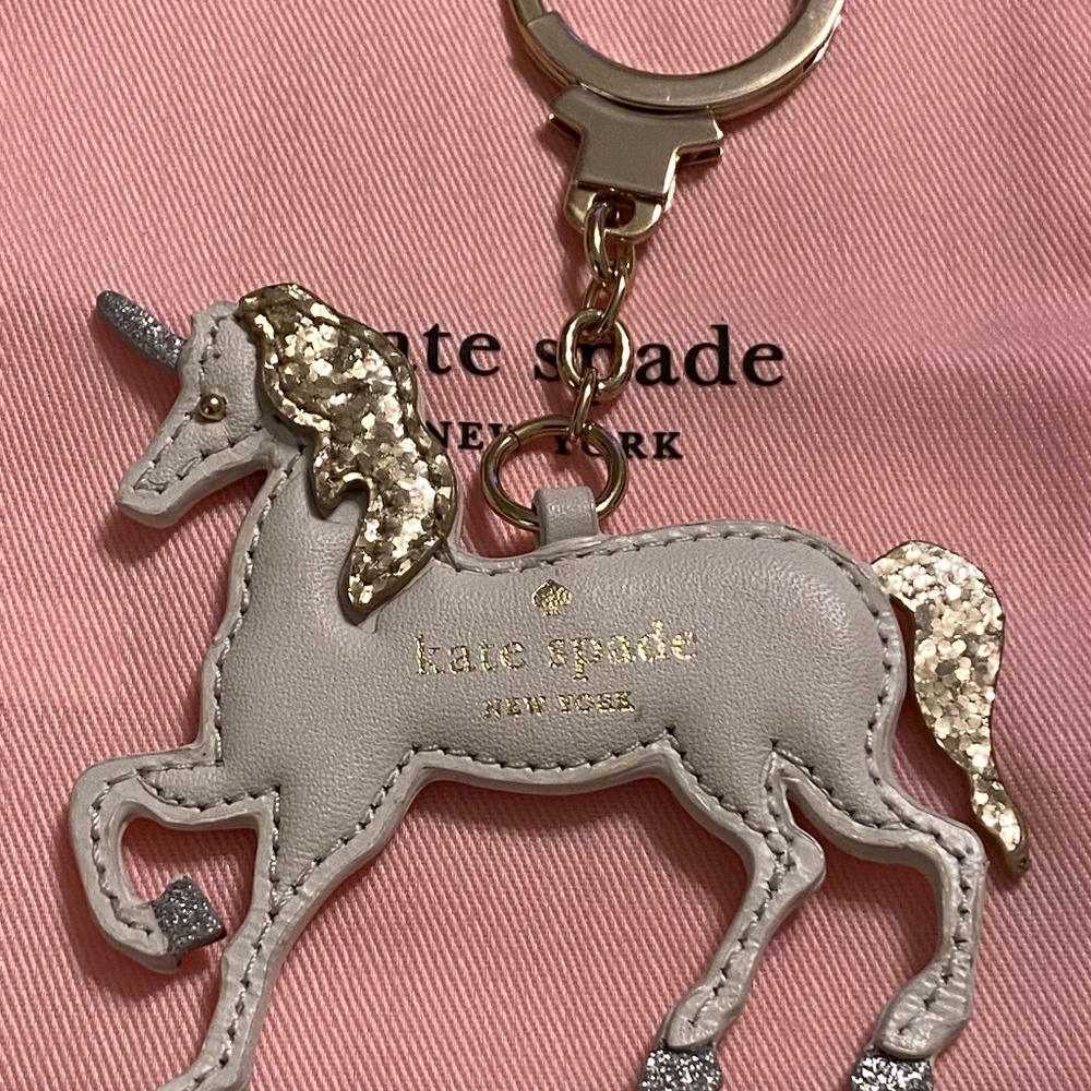 Kate Spade leather unicorn keychain